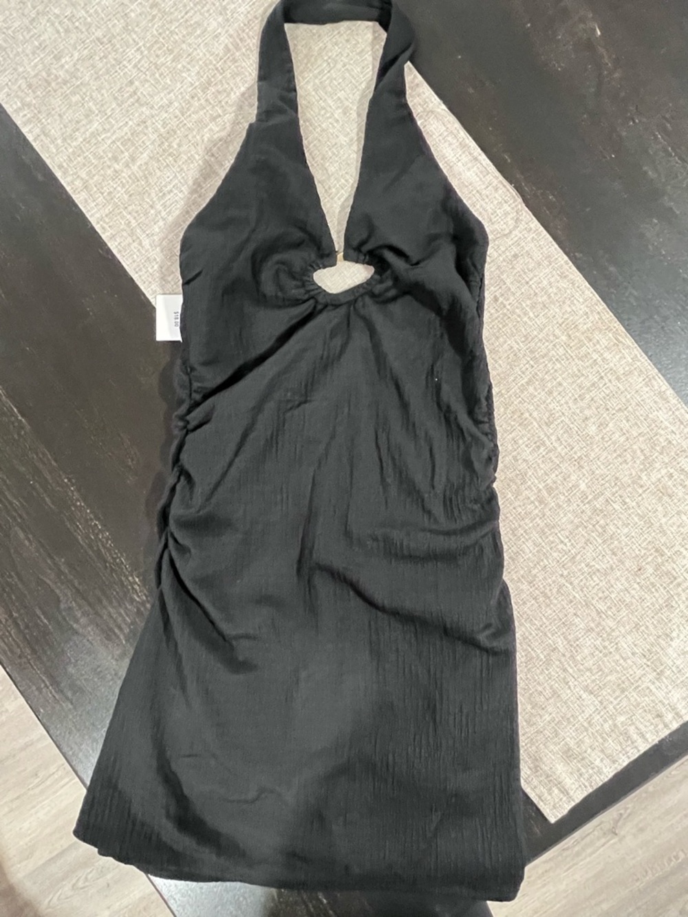 Black Halter Ring Mini Dress